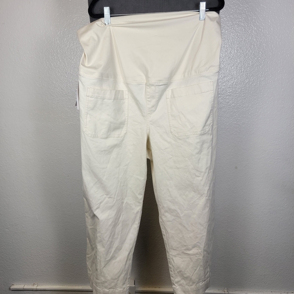 Ingrid & Isabel Maternity Crossover Wide Leg Jeans Demin Pants Cream Size XXL - Picture 1 of 7